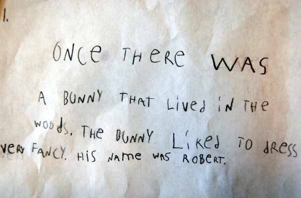 Once there was a bunny that lived in the woods. The bunny liked to dress very fancy. His name was Robert.